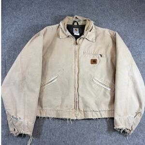 VTG Carhartt Detroit Jacket Mens Duck Blanket Lined Canvas 397WET 2XL Distressed